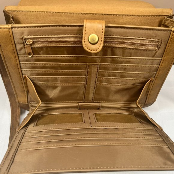 Brown Faux Leather Vintage Bag with Embroidery - Picture 11 of 12